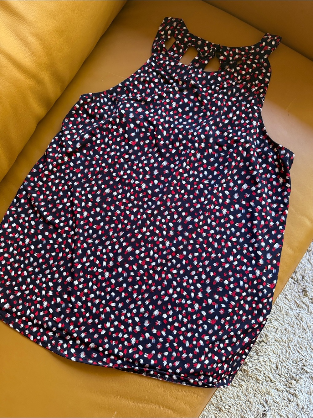 Women’s Navy Printed Cutout Tank Top
